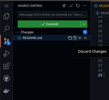 Opening Source Control in
GitHub.